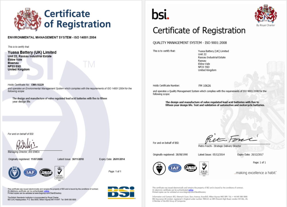 UK BSI certificate of registration Word and PDF template
